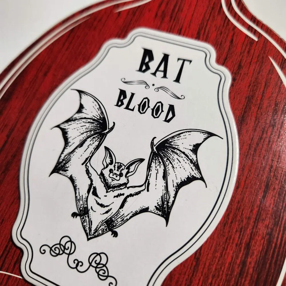 New Set of 3 Halloween Decor Wooden Potions Wood Decorations Bat Blood Witch's B